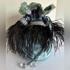 Silk and Feather-Trim Opera Theater Diva Evening Australian Statement Bag